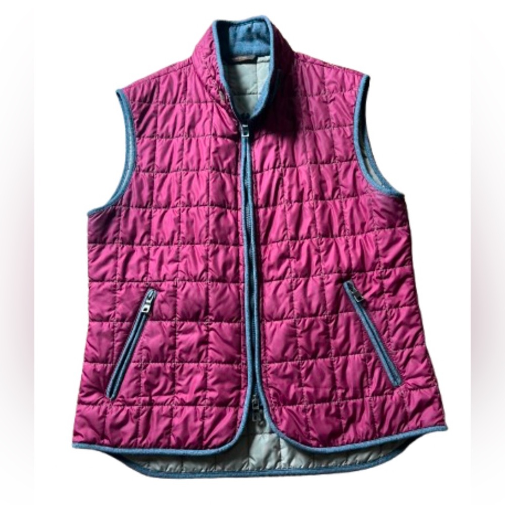 Eredi Pisano Italian Quilted Vest in Burgundy and Cream